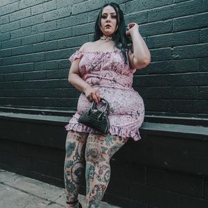 Size 26 pastel pink off the shoulder astrology dress